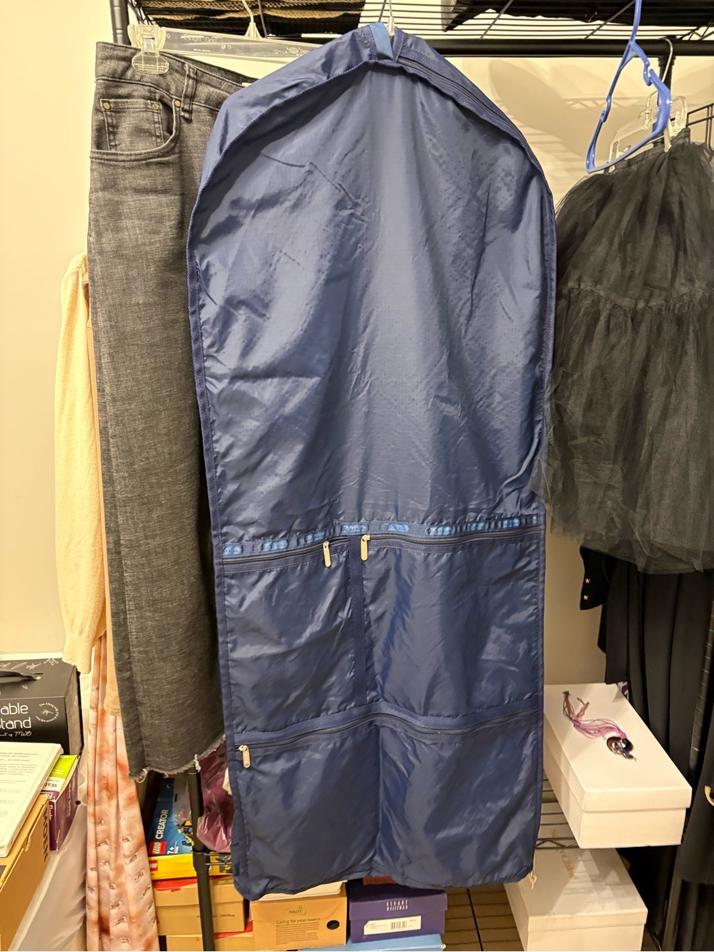 Lesportsac Navy Blue Travel Garment Bag with Zip Pockets
